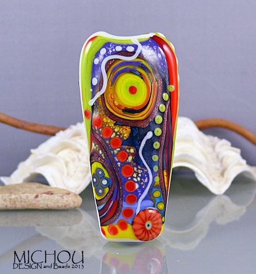 Yeah Yeah Yes good mood - Lampwork bead by Michou P. Anderson