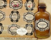 Vintage Luxury Labels - Digital Collage Labels - Download Collage Sheet - Collage Tags