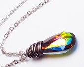 Vitrail Medium Swarovski Crystal Oxidized Silver Wire Wrapped Necklace