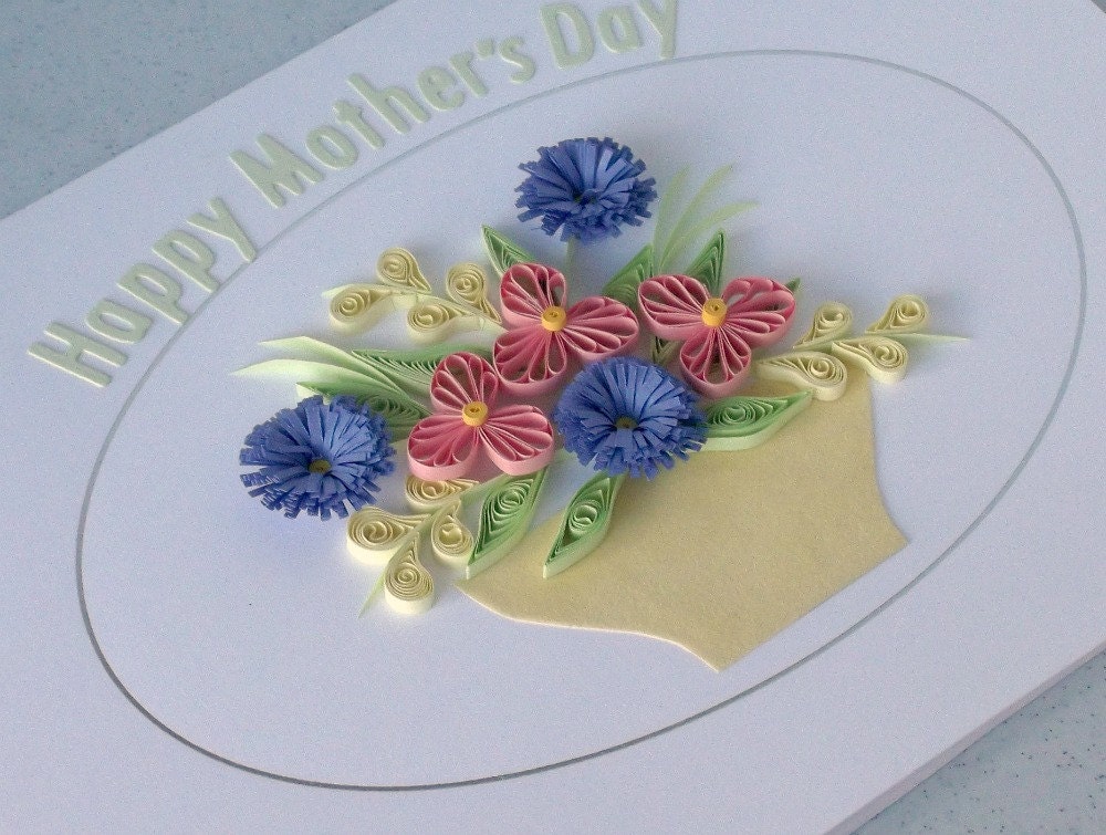 Quilled mother's day card with quilling flowers