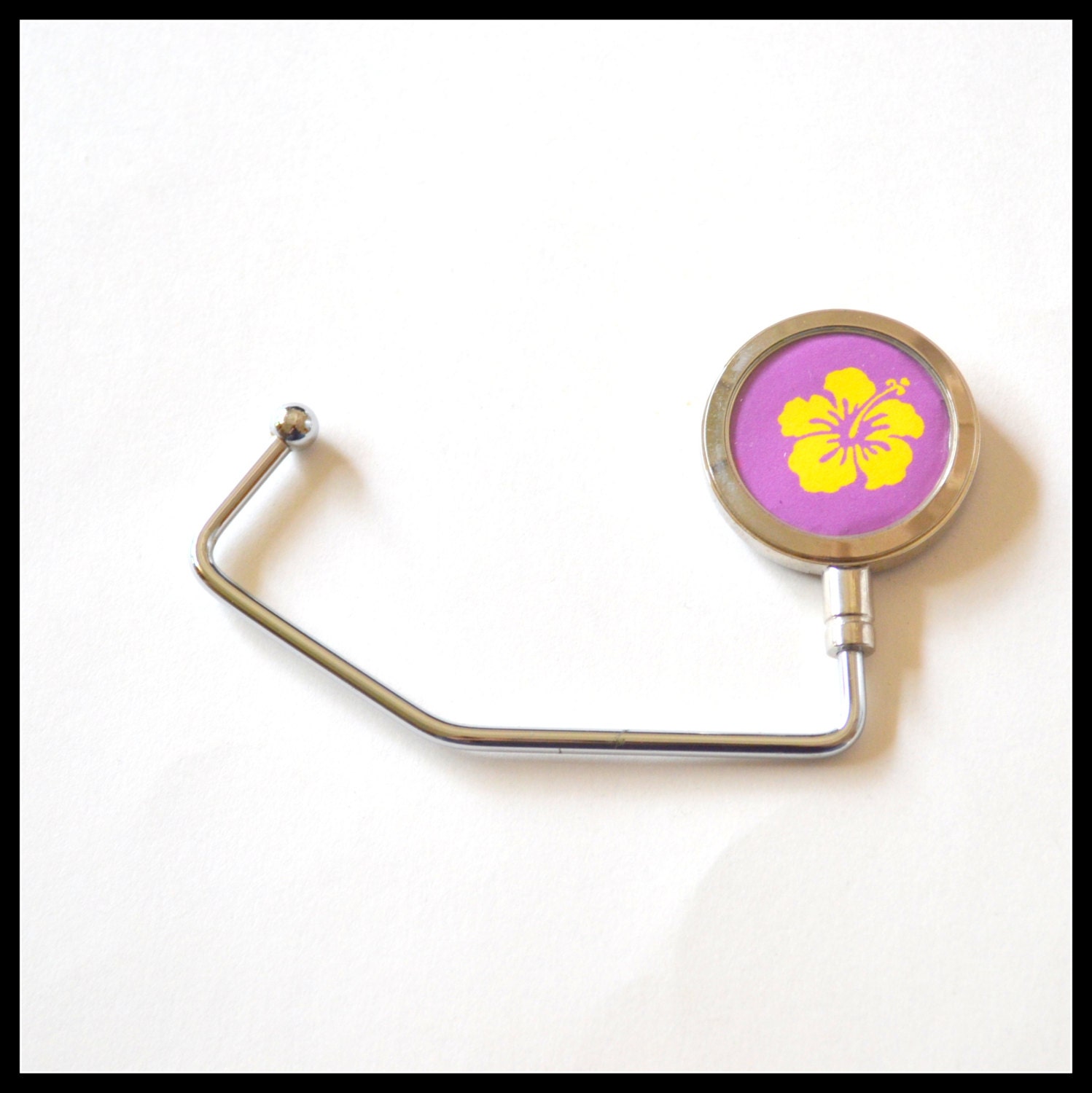 Hawaii  Purse Hook with storage bag - purple and yellow