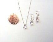 Bridal amethyst jewellery set gemstone earrings and pendant on sterling silver chain