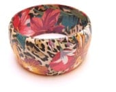 paradise flowers leopard skin floral bracelet decoupage bracelet decoupage jewelry paradise jewelry paradise bracelet