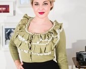 40's inspired lovely green and white lace jumper