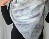 Snow Dyed Silk Scarf, Purple White, Irregular Pattern, Hand Dyed