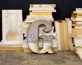 Retro Carnival Style Wood Letter G Gray and White - EdiesLab