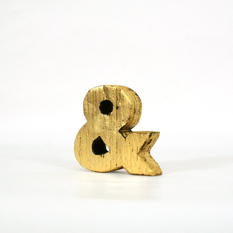 Rustic Gold Leaf Wood Ampersand