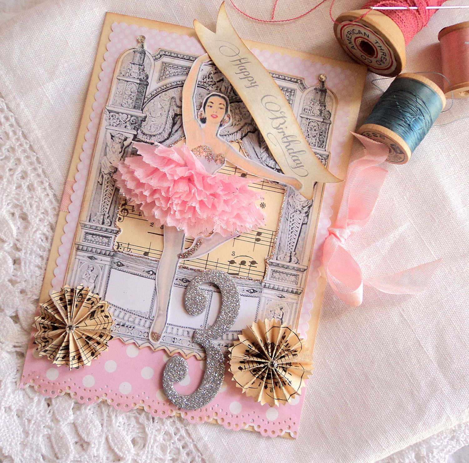 Birthday Dance. Hand Crafted Ballerina Birthday Cards or Invitations