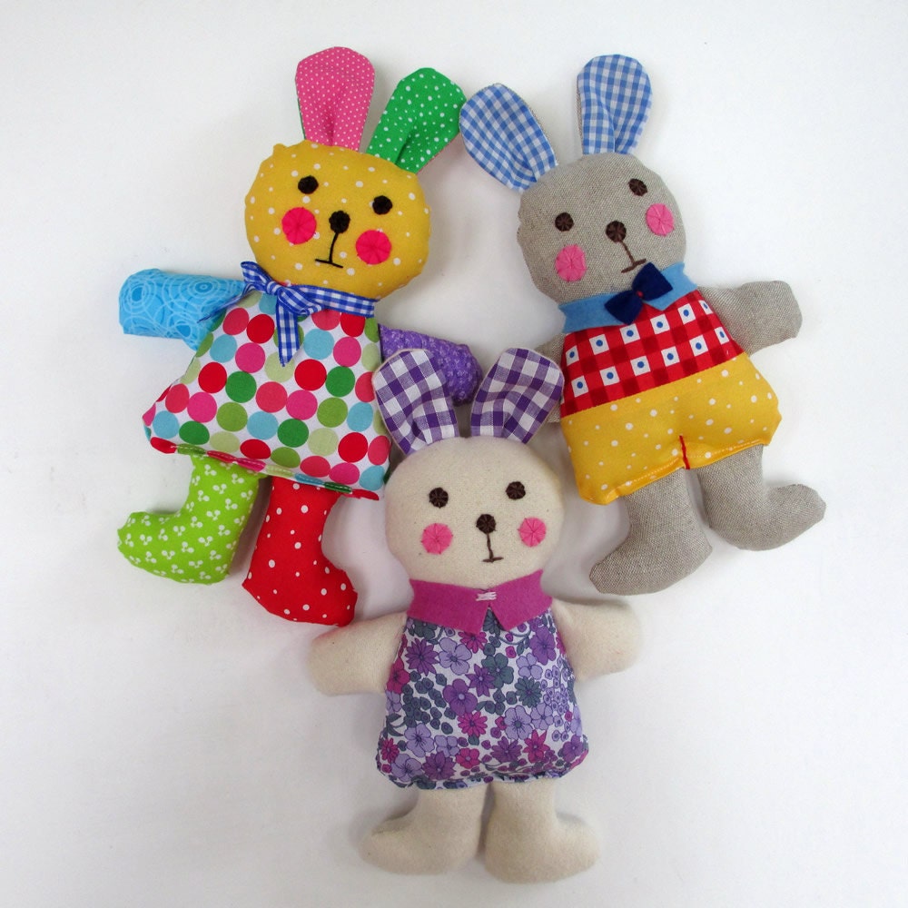 Ragtaggle Rabbits - INSTANT DOWNLOAD - PDF - plush toy sewing pattern