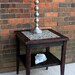 End Table, Mosaic Centerpiece, "Bamboo Beach", Reclaimed Wood, Java Finish - Handmade
