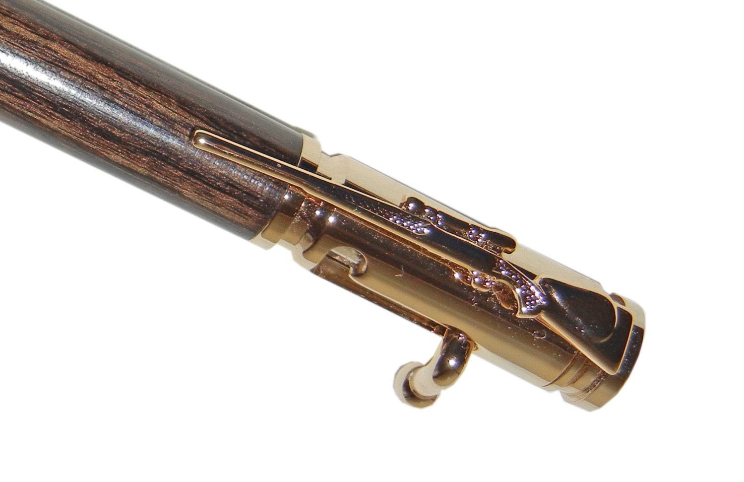 30 Caliber Bullet Bolt Action Pen with African Blackwood and 24k Gold Plate Fathers Day Gift