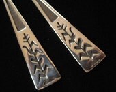 Sterling Silver Corn or Grain Long Dangling Earrings