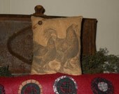 Prim Rooster and Hen pillow tuck