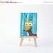 ON SALE Mini Canvas, Coyote Totem, Woodland Creature, Turquoise Coral Blue, Animal Illustration Painting - Original Mini Painting by Kimbe