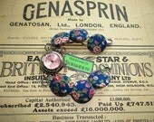 Handmade Recycled Watch Bracelet with Blue Floral Fabric Buttons, Shabby Chic, Flowers Bracelet