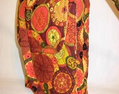 Hipster Messenger Bag Cross Body Adjustable Strap Mod Floral Brown Orange Gold Medium