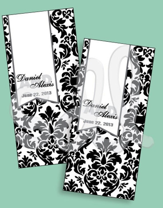 PRINTABLE PDF Damask Custom Wedding Candy Label Favor Wrapper Il_570xn