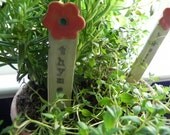 Orange Flower Ceramic Herb Marker