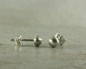Silver Pebble Post Earrings. Ball Stud Earrings.