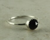 Faceted Melanite Garnet Hammered Silver Ring