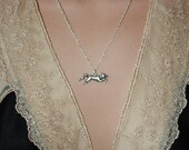 FOX Necklace running fox on a sterling silver plated chain