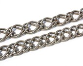 6 feet - Rare Vintage Chain - Steel Textured Double Curb - Chunky Chain