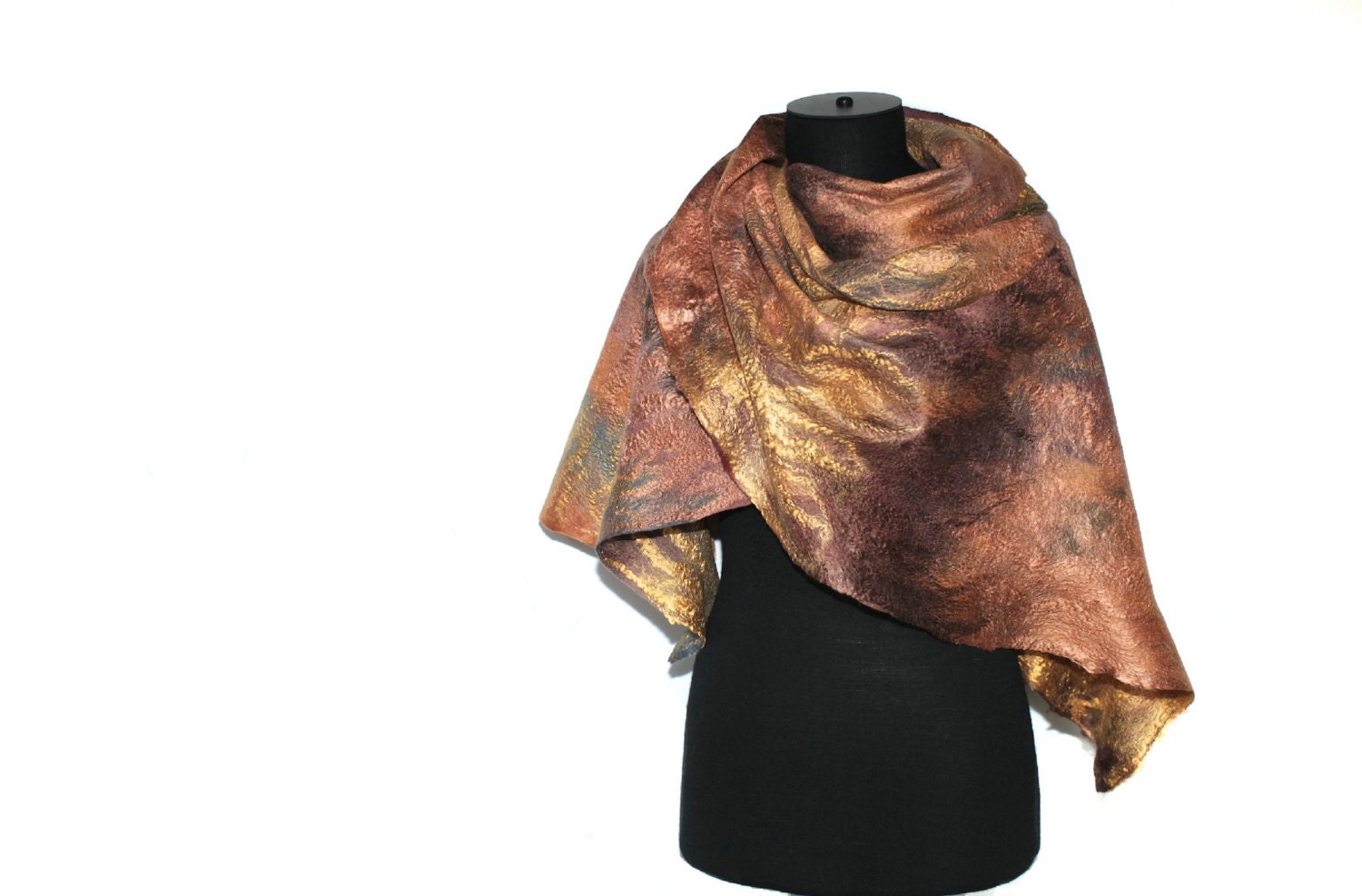Multicolor Felted Scarf Long Women Felt Scarf Wrap Merino Wool Silk Felt Scarves