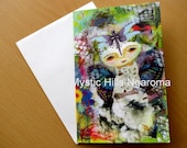 Mixed Media Art Card " Butterfly Mother " Fantasy- Collage- Blank Card - Greeting Card