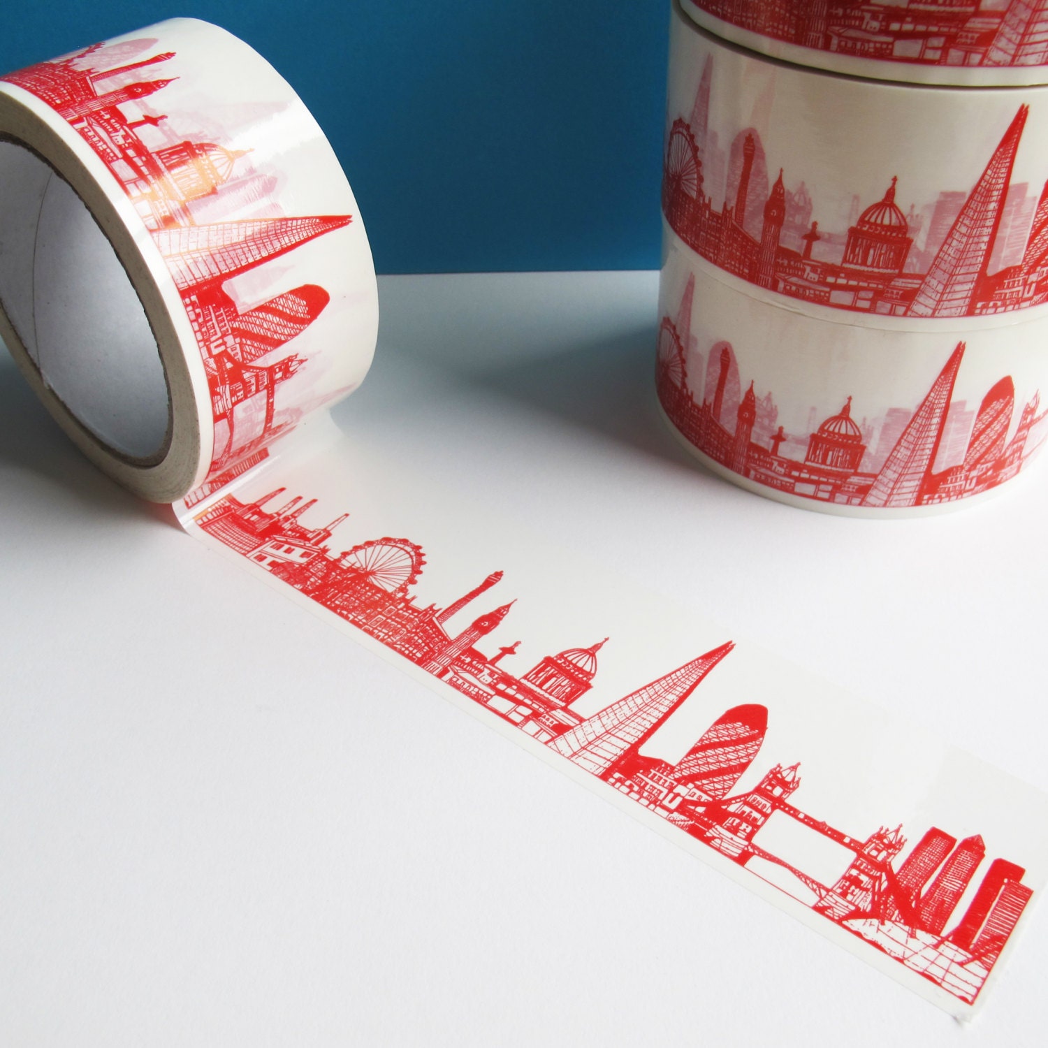 London Skyline Decorative Sticky Tape, Red (50mm)