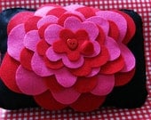 Pretty Pink & Red Layered Felt Flower Cushion/Pillow Cute Unique
