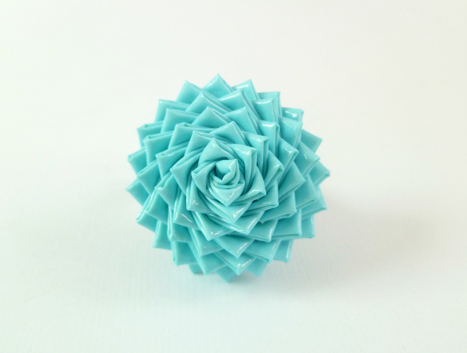Pastel Blue Duct Tape Rose Ring