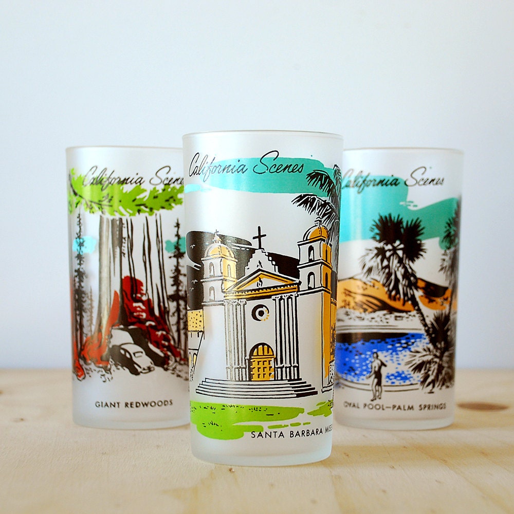 Santa Barbara Mission Souvenir Tumbler California Scenes Retro Kitsch