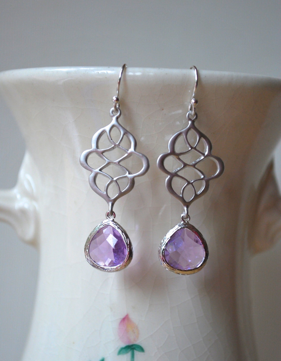 Spring Collection 2013. Soft Lavender Swirl Dangle Earrings. Drop Earrings. Spring Earrings. Bridesmaaid Earrings. Wedding Earrings.