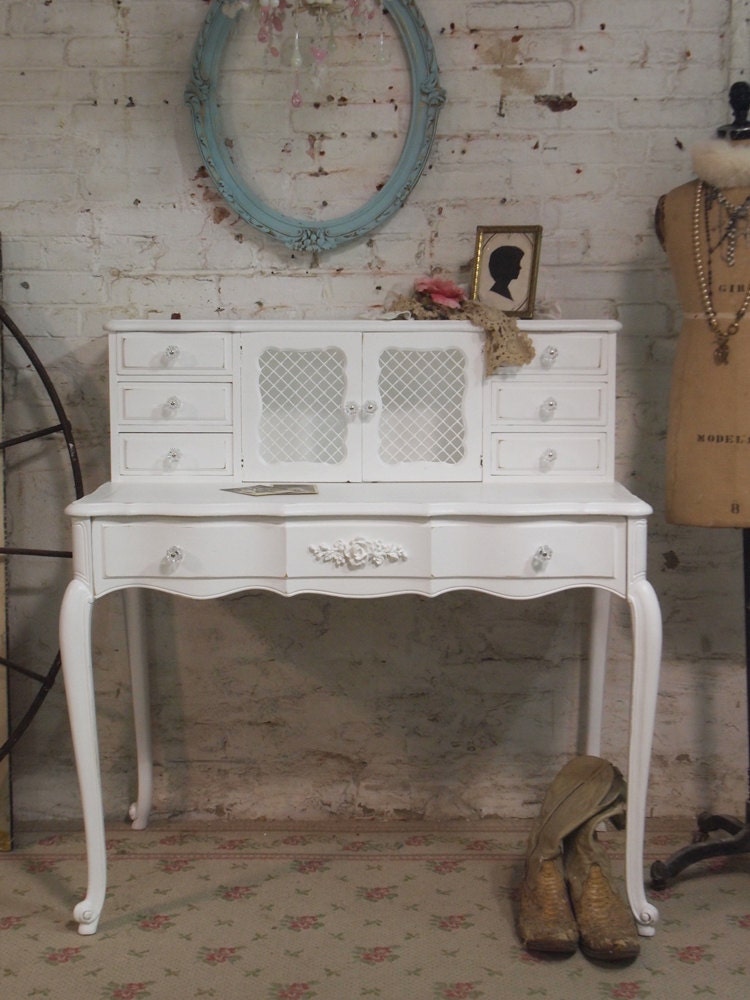 RESERVE MARY  Painted Cottage Shabby Romantic  White Desk DK22