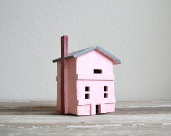 hand made wooden pink house