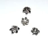 Antique Silver Bead Caps, Pewter Alloy, Lead Free, Nickel Free, 8 mm, 4 pieces, Jewelry Supplies, Jewelry Findings
