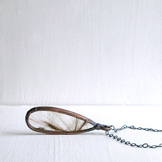 Minimal Clear Quartz Necklace Rutile Pendant Statement Necklace Gemstone Pendant Quartz Crystal Necklace Organic Handmade
