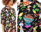 vintage 80s JUNK food NOVELTY print oversized shirt size L/Xl