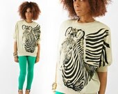 vintage 80s ZEBRA glitter BATWING shirt