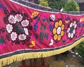 Beautiful floral Antique Uzbek hand embroidered Zardevor Suzani  Wall hanging.