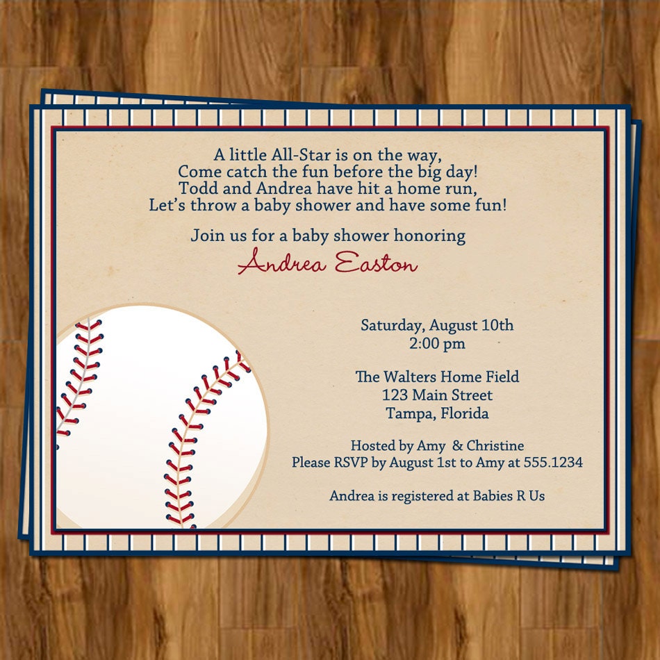 Baseball Baby Shower Invitations for Sports by