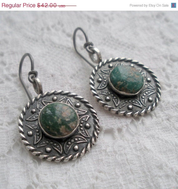 Edwardian Sterling and Turquoise Earrings - audreyf