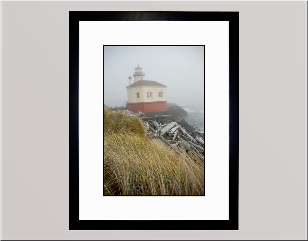 Coquille River Lighthouse Bandon Oregon Foggy Limited Edition Photo - Rustic Landscapes - Oregon Landscapes - Beach Landscapes