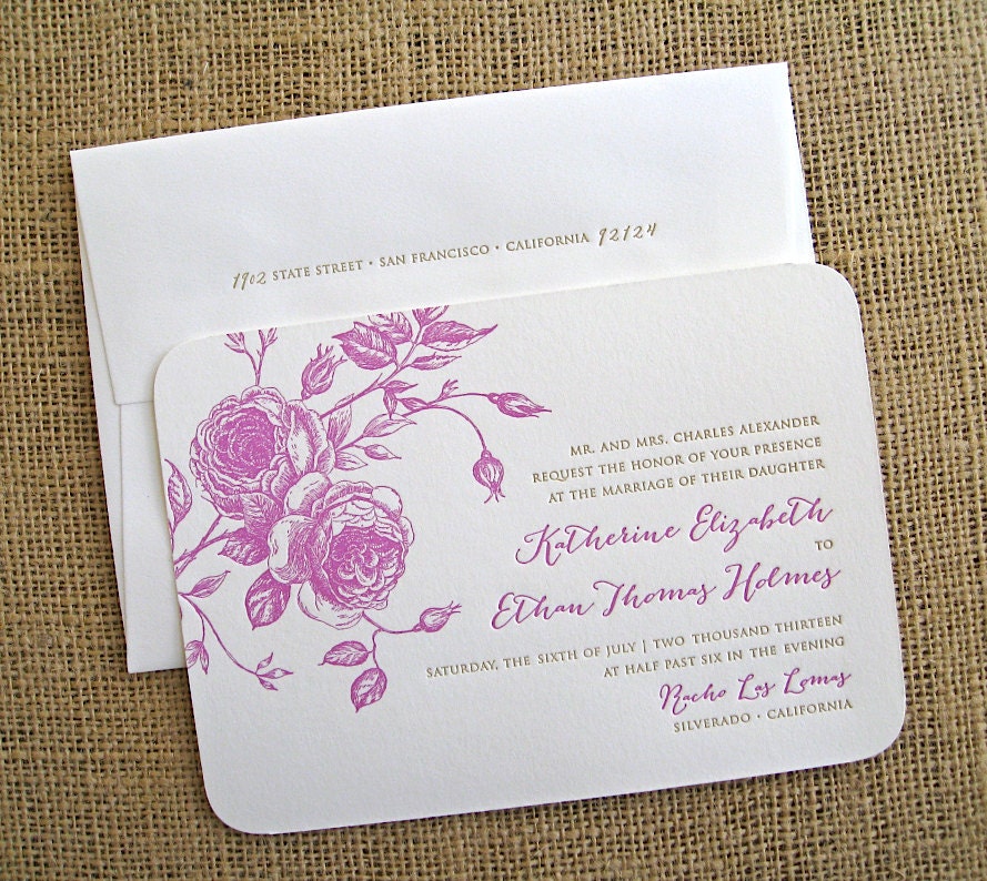 SALE 15% off (see details): juliet letterpress WEDDING INVITATION sample