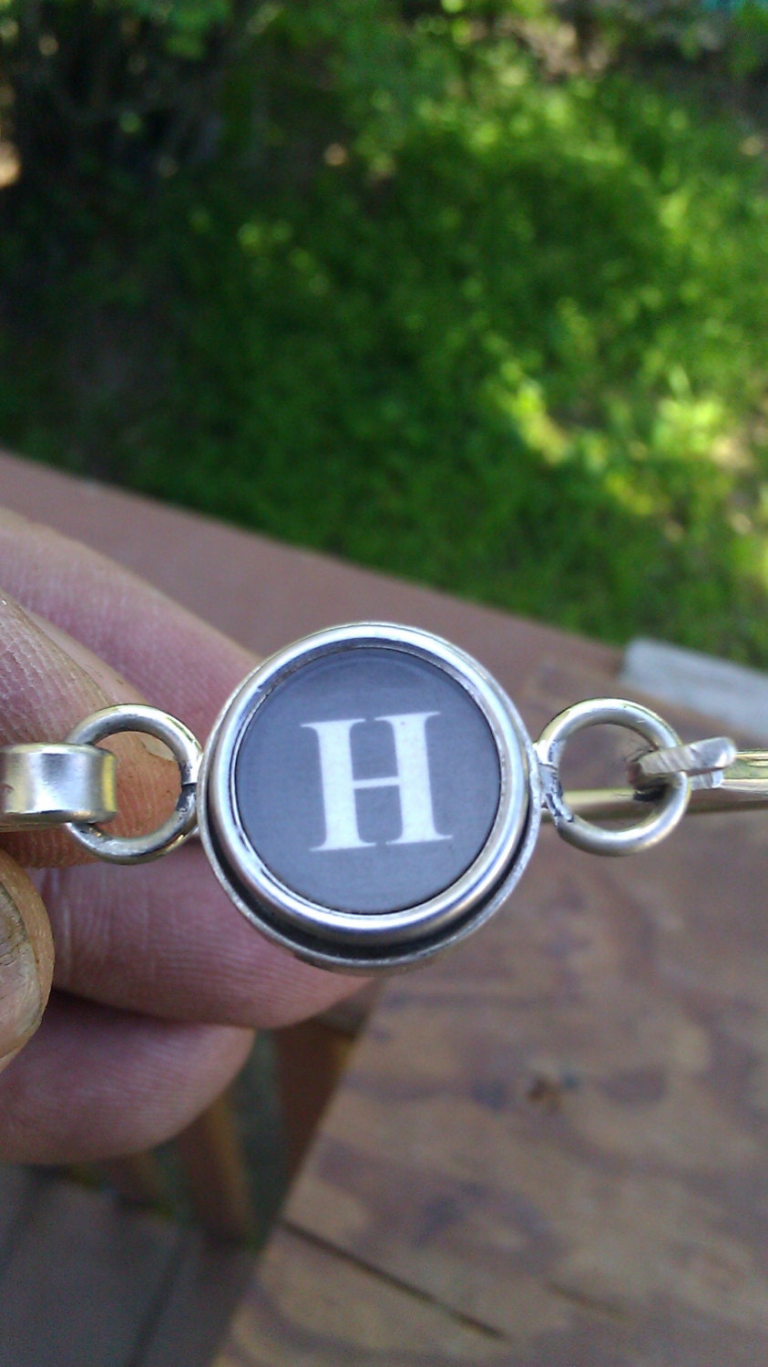 A  typewriter key bracelet