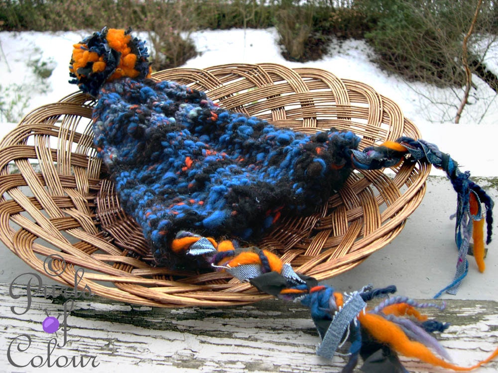 Unique handknitted hat in handspun yarns: March Hare