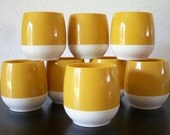 Dinex Thermos Set of 8 Harvest Gold Plastic Insulated Cups Made in USA