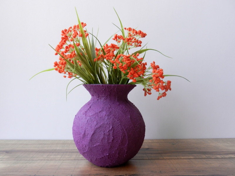 round Vase / violet Vase  / dark Purple Home Decor / purple housewares / home and garden