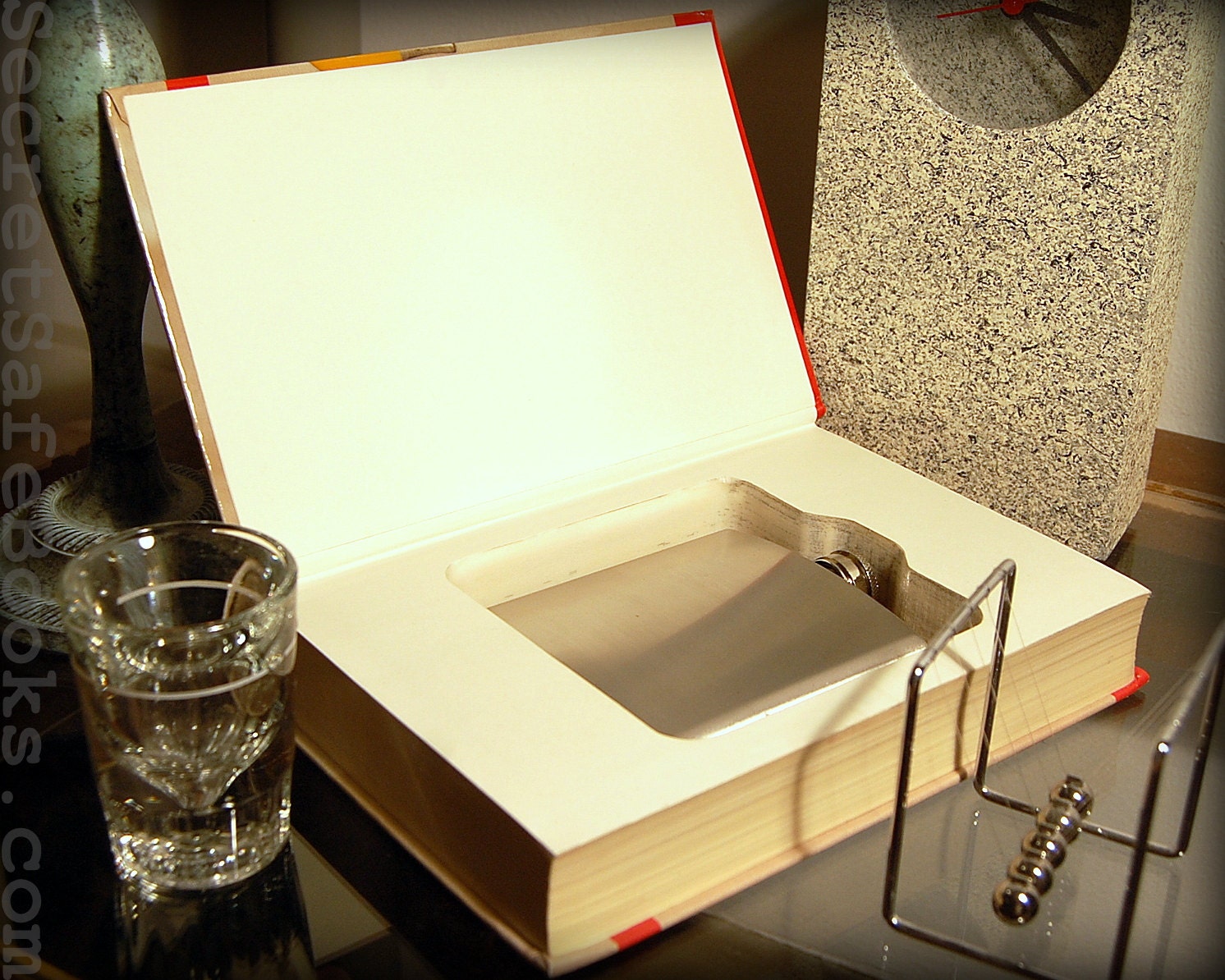 Hollow Book Safe with Flask THE COMPLETE BARTENDER (Flask Included)