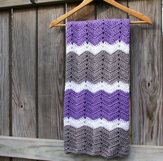 Crochet Baby Afghan in Lavender Purple Grey by CandacesCloset